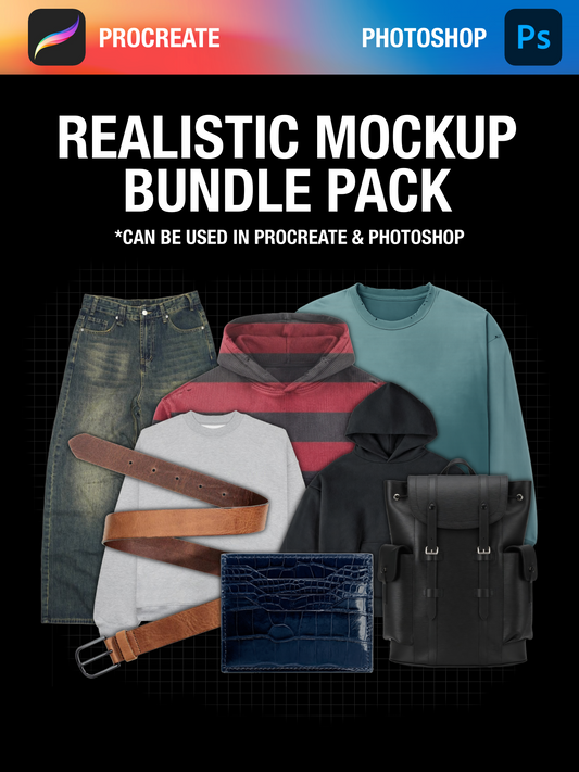 ONESEVEN REALISTIC MOCKUP BUNDLE PACK (Procreate & Photoshop)